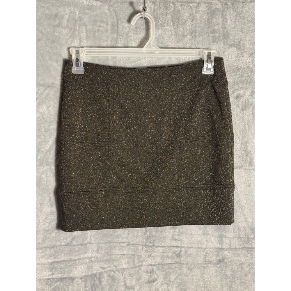 BCBGeneration skirt Sparkle Glitter‎ Mini Zipper Dark Brown Gold Women's size 6
